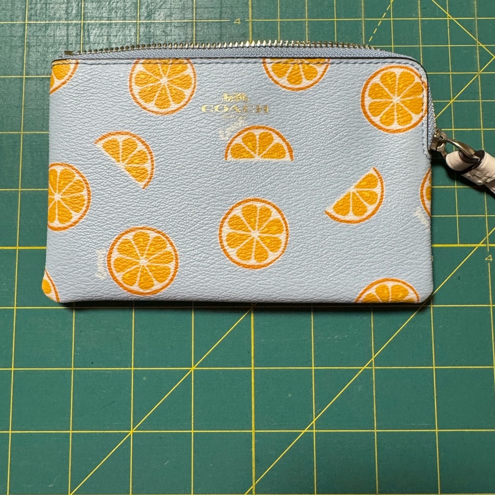 Coach Blue with orange slices Zippered Pouch